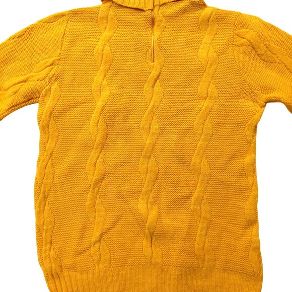 Pure Retro Vintage 1940s-1950s Mustard Yellow Cable Knit Turtleneck Sweater - Picture 11 of 12